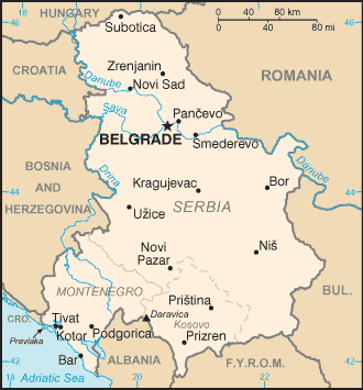 Map of Serbia and Montenegro